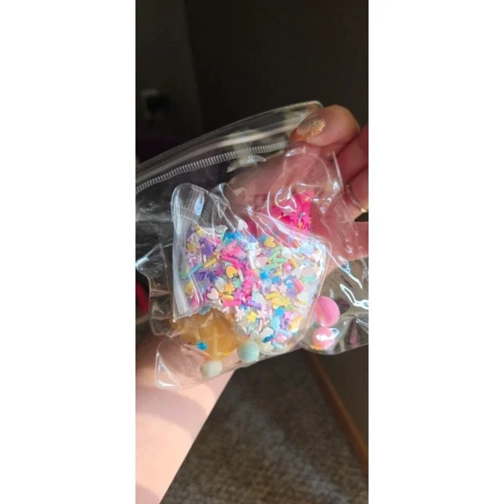 Ice cream cone squishy fidget toy with extra sprinkles